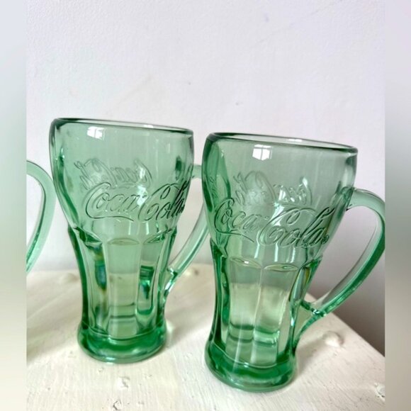 Coca Cola Green Glass Mug Set - Picture 3 of 3